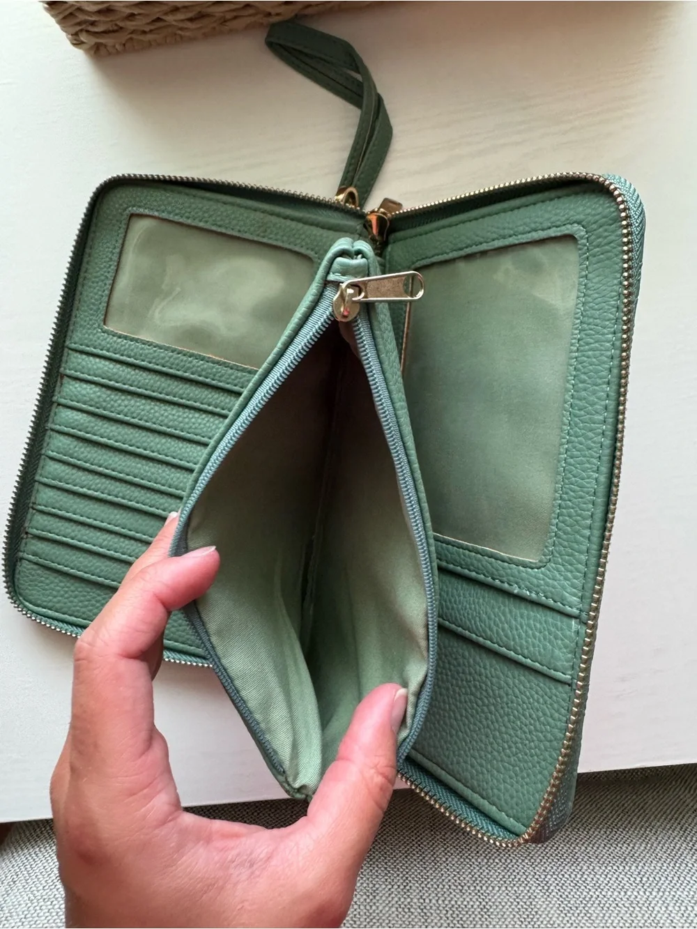 Embossed Green Wristlet Wallet